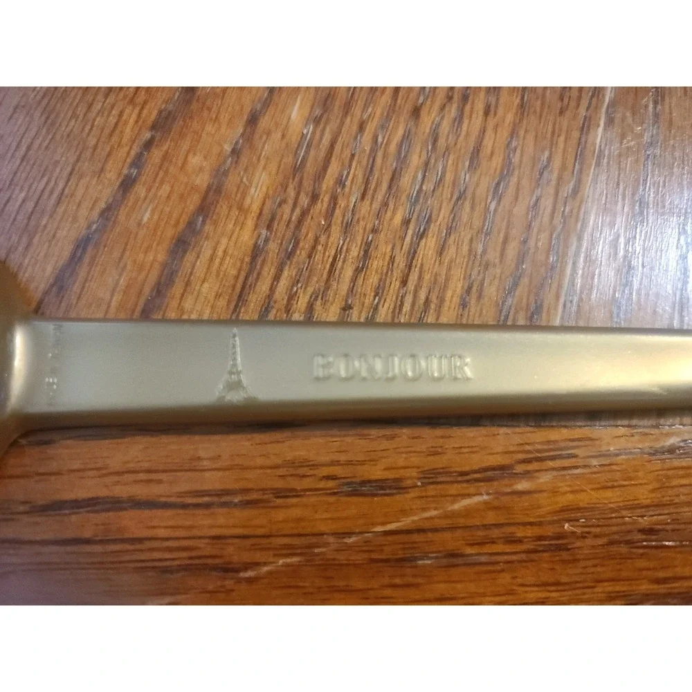 Vintage Gloria Jean Coffee Scoop BonJour Eiffel Gold Plastic Measuring Spoon Ad